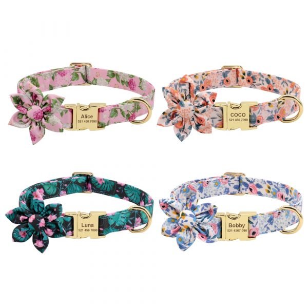 Collier pour chien avec fleur + imprimés